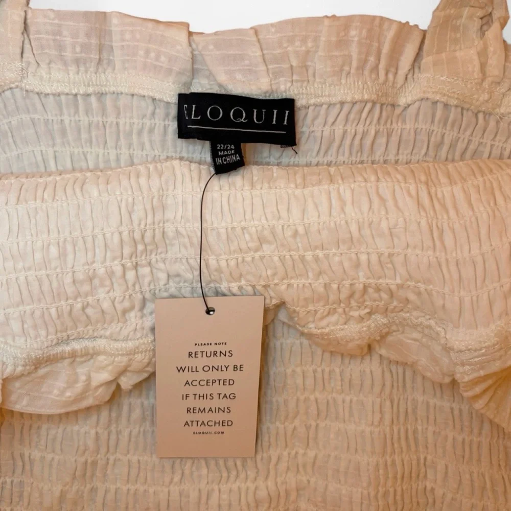 Eloquii NWT White Sundress Ruffle Sleeves Smocked - Picture 3 of 6